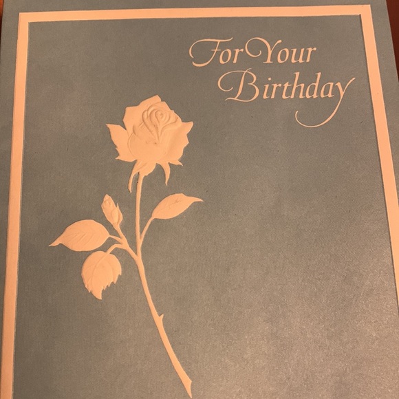 Vintage Unused Ambassador Cards White Embossed Rose & Blue Birthday Card - Picture 2 of 6